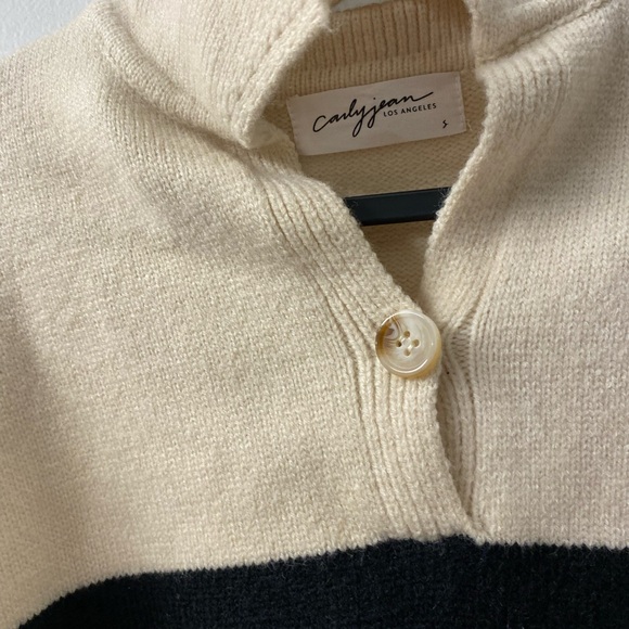 Carly Jean Los Angeles Black and Cream Cowl Neck Sweater - Picture 2 of 6